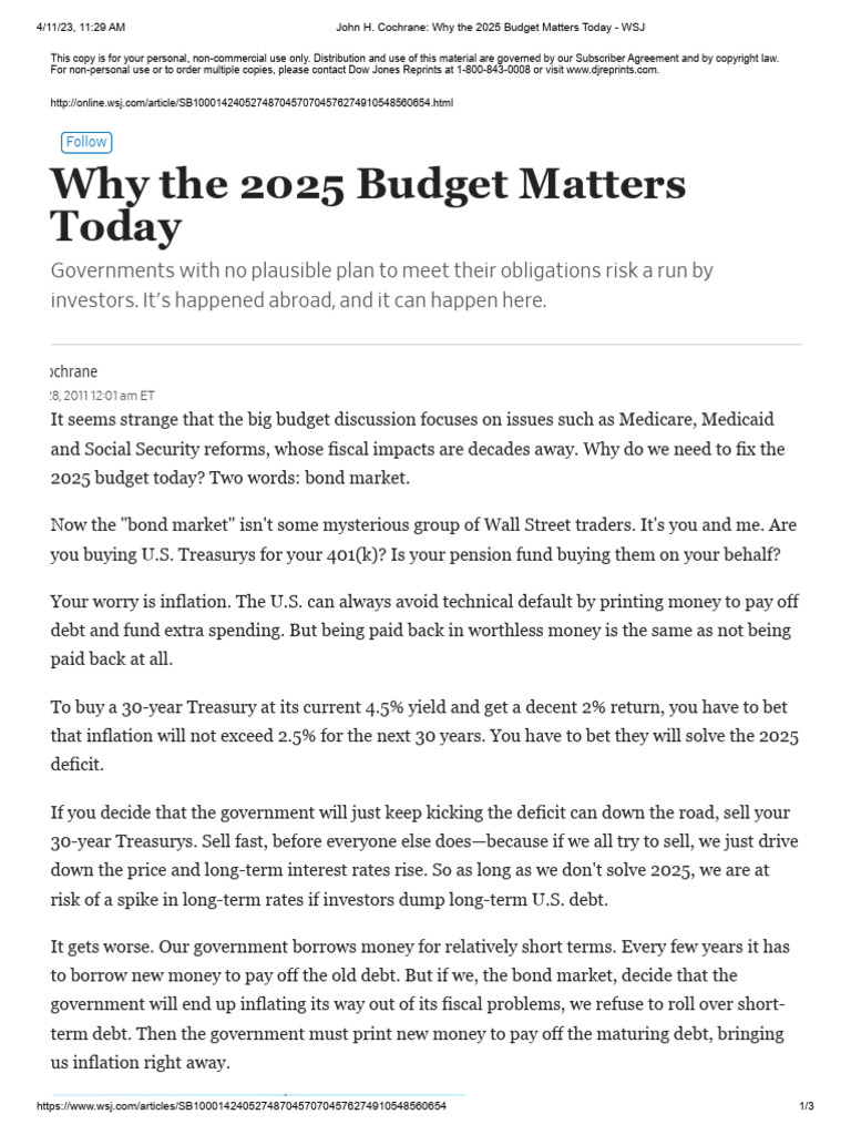Why Budget 2025 Matters | PDF | Debt | Taxes