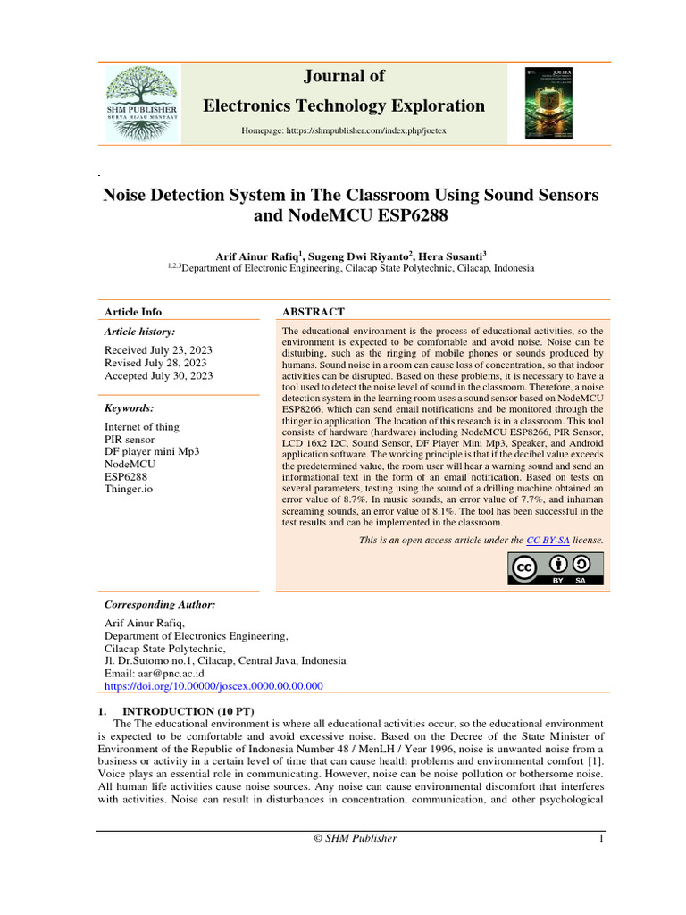 Noise Detection System for Classrooms | PDF | Noise | Decibel