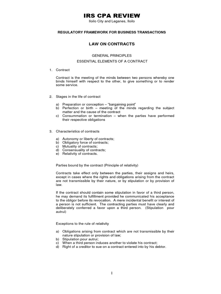 RFBT - Review Contracts GP | PDF | Offer And Acceptance | Law Of ...