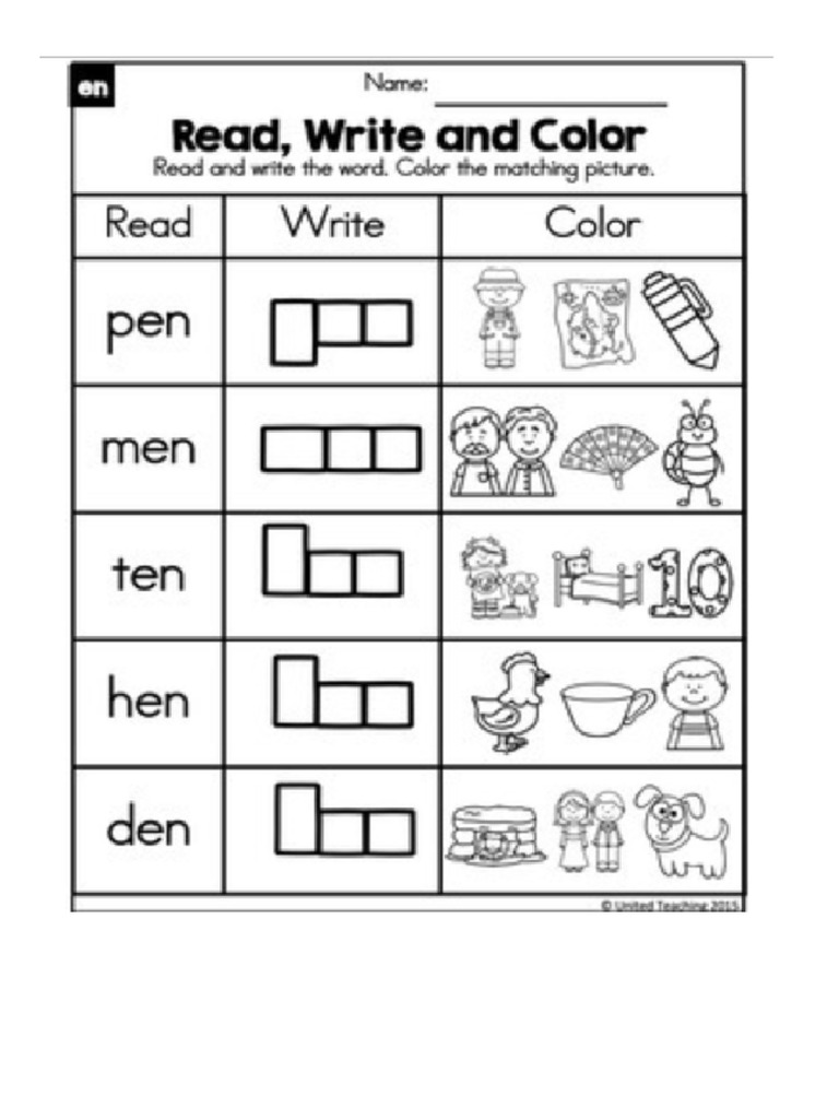 En and Ed Onset Rime Worksheets | PDF