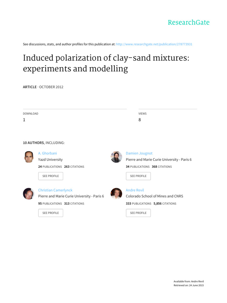 2014-Geophysics-SIP Clay Sand Mixtures | PDF | Clay | Electrical ...