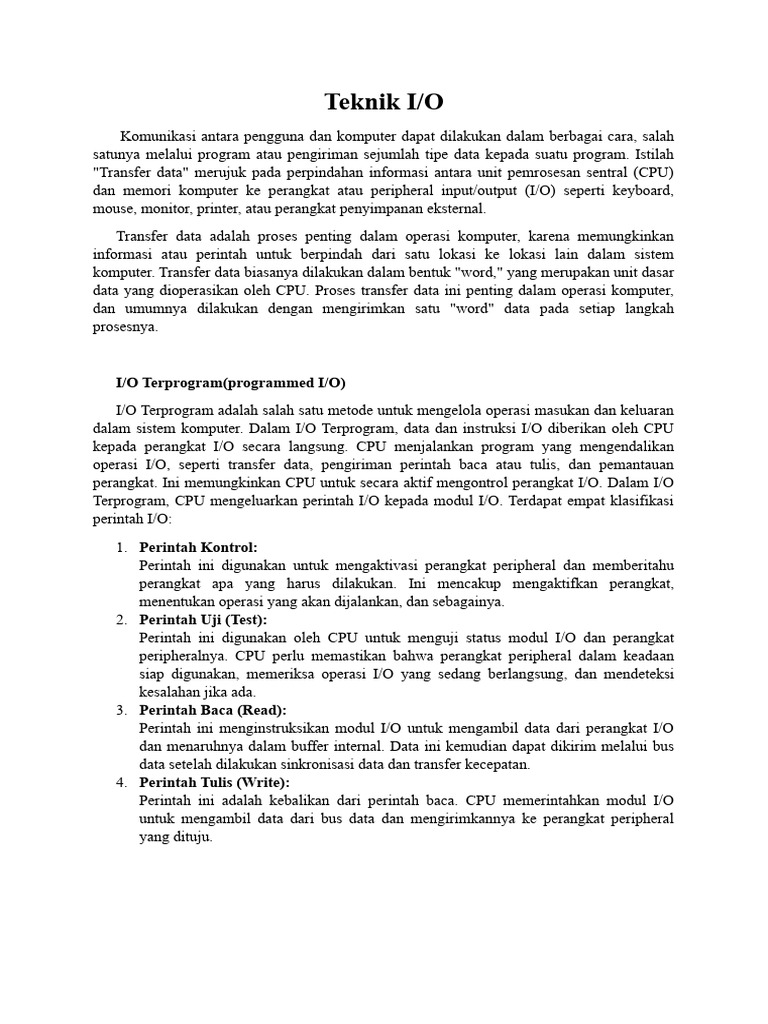 Teknik Input Output | PDF | Komputer