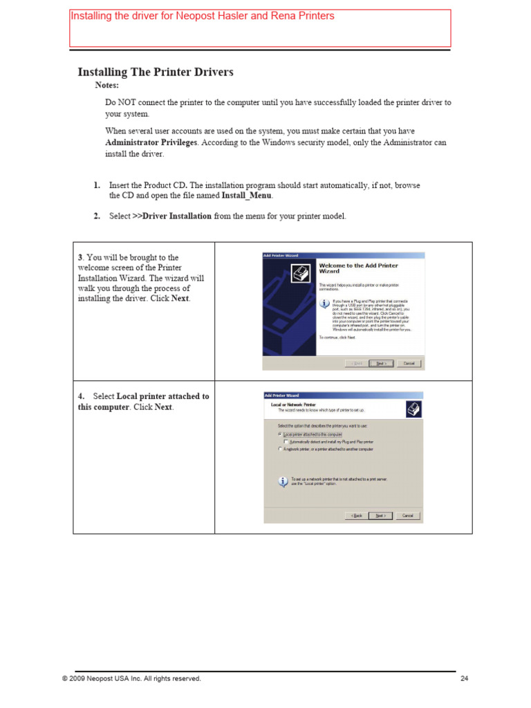 USB Setup For Rena Neopost Hasler Printers | PDF | Printer (Computing ...