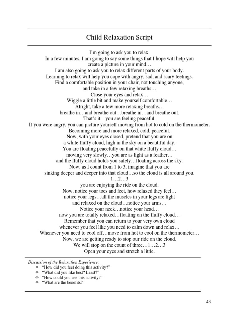 Child Relaxation Meditation Script | PDF