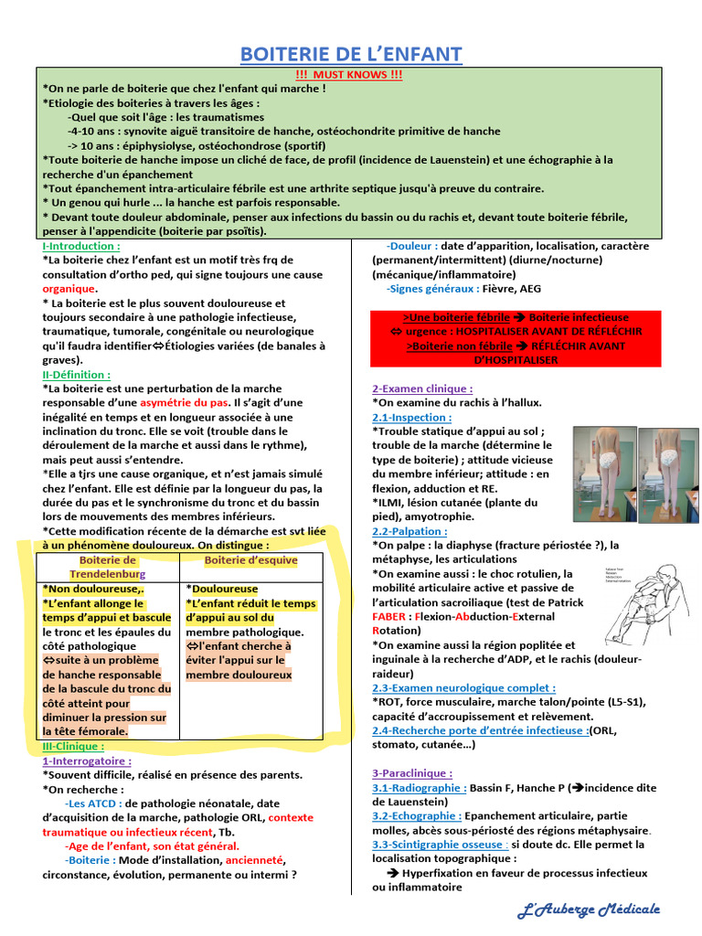 Boiterie chez l'enfant : causes et diagnostics | PDF | Fièvre | Genou