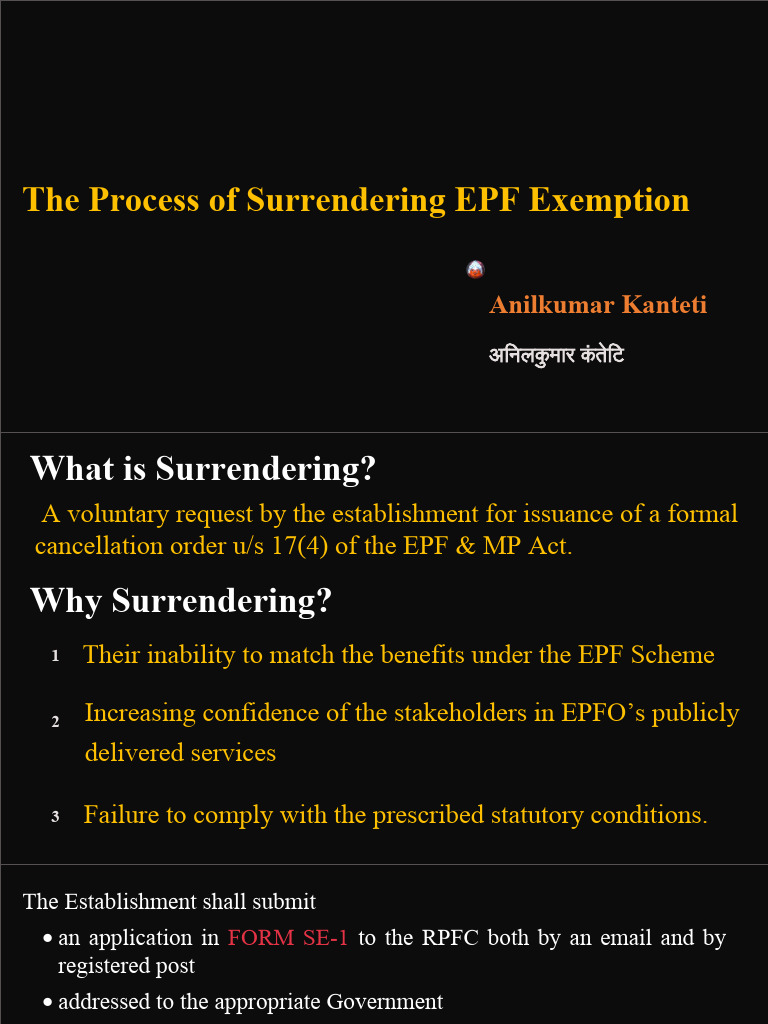 Surrendering EPF Exemption Process Guide | PDF | Regulatory Compliance ...