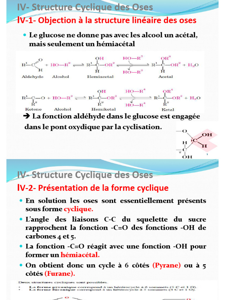 Structure Cyclique des Oses et Anomères | PDF | Isomère | Glucide