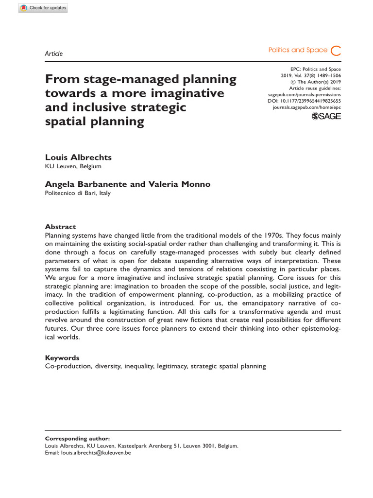 Imaginative Strategic Spatial Planning | PDF | Legitimacy (Political ...