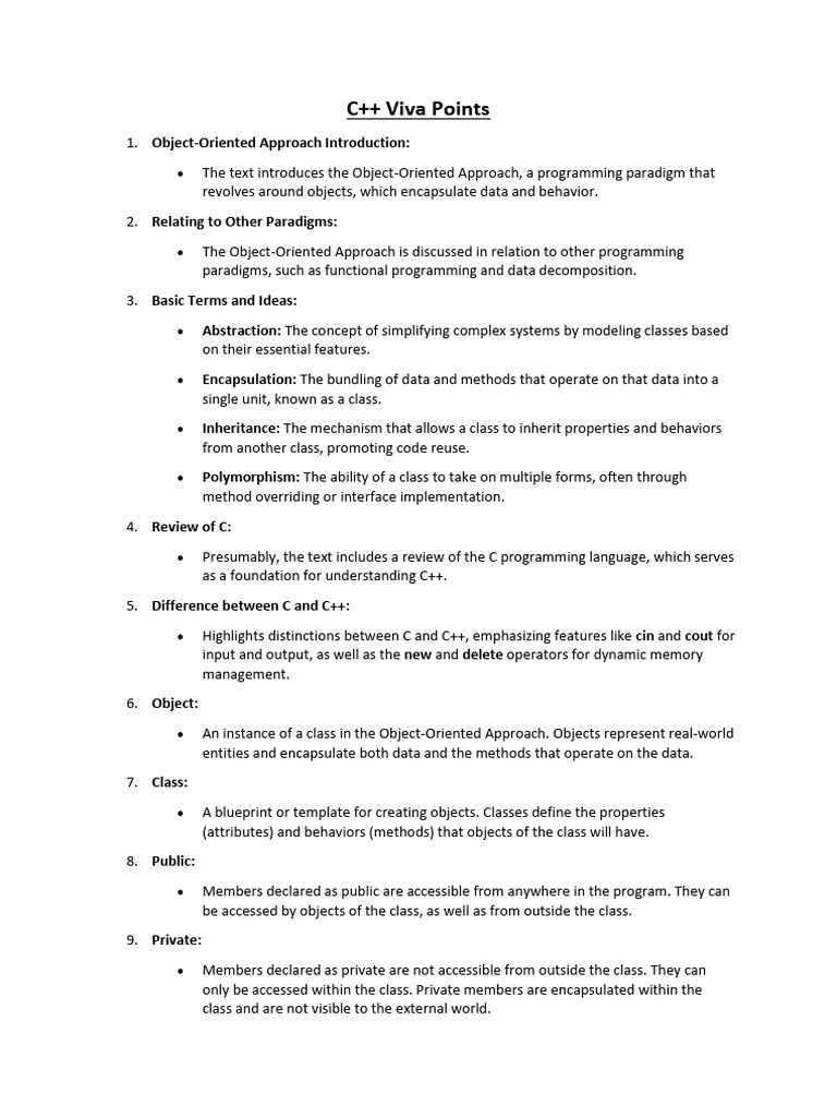 C++ Viva Points | Download Free PDF | Class (Computer Programming ...