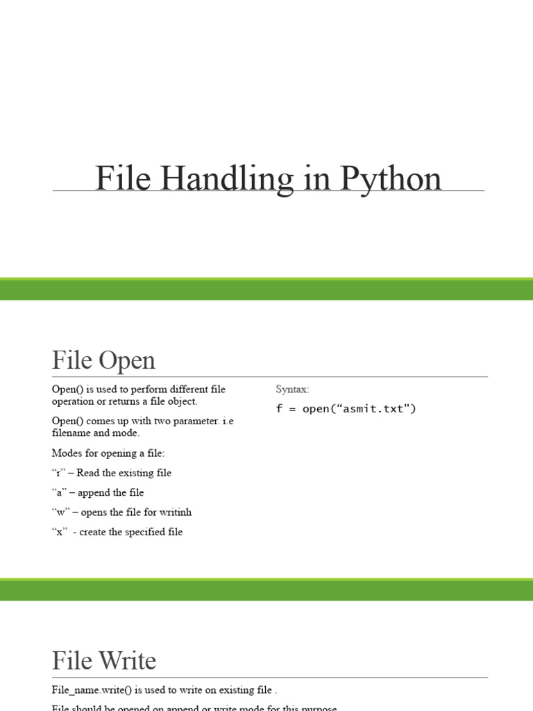 File Handling in Python PDF