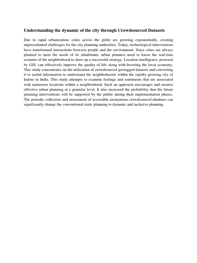 Crowdsourced Data for Urban Planning | PDF