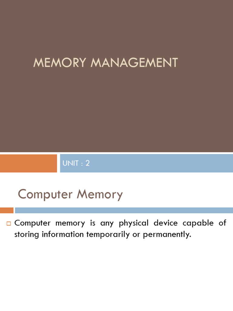 Unit-2 Memory Management - Detail | PDF | Cpu Cache | Computer Data Storage