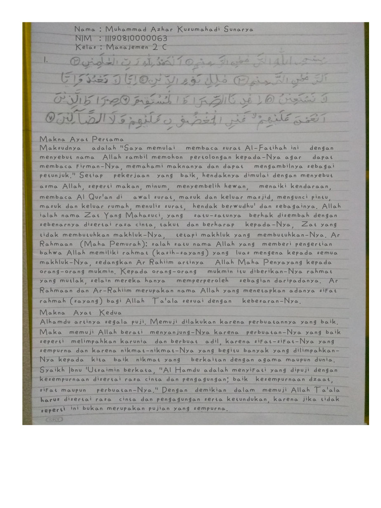 Makna Al-Fatihah dalam Penulisan Arab | PDF