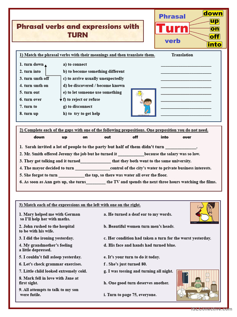 Phrasal Verbs and Expressions With TURN | PDF | Linguistic Typology ...