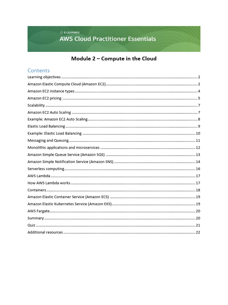 Module 2 - Compute in The Cloud | PDF | Amazon Web Services | Scalability