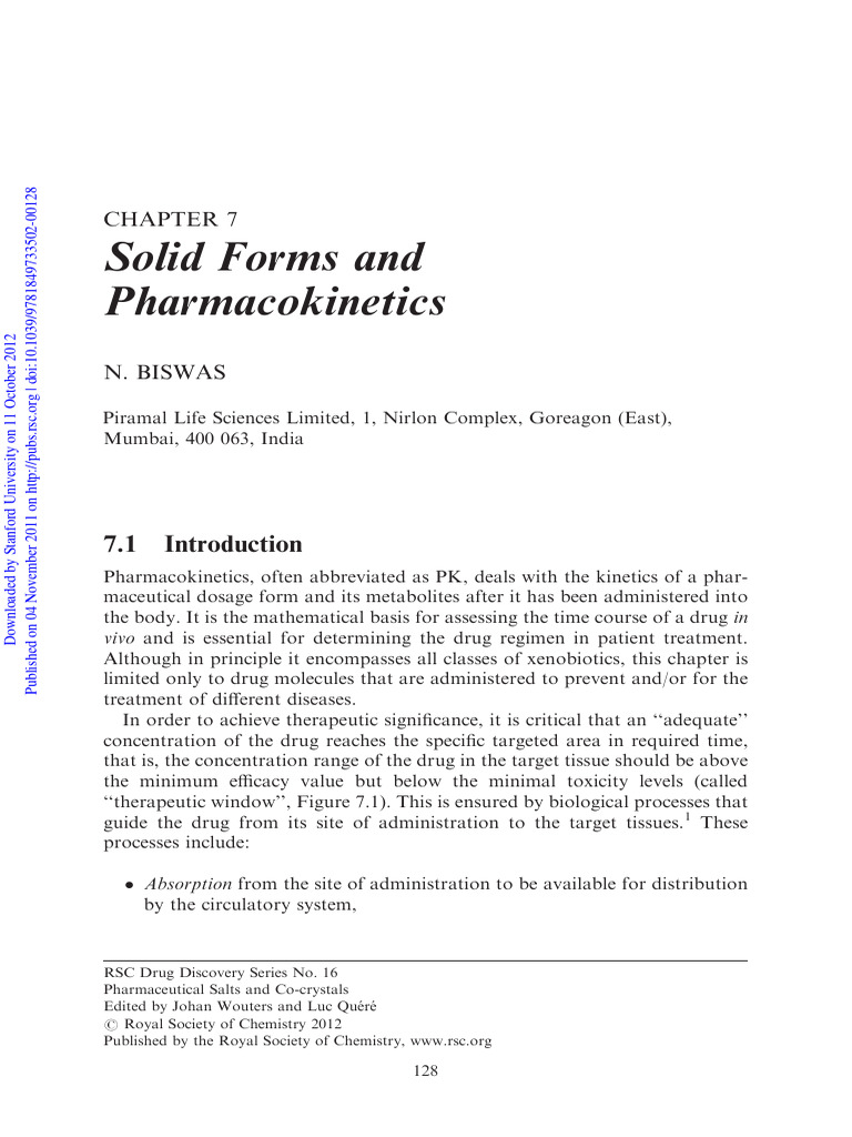 Chapter 7 Solid Forms and Pharmacokinetics | PDF | Pharmacokinetics ...