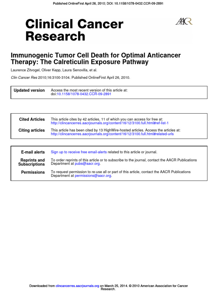 Immunogenic Tumor Cell Death For Optimal Anticancer Therapy - The ...