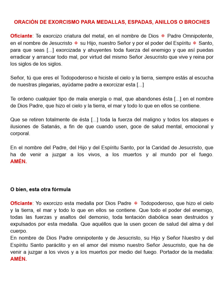 Oración de Exorcismo y Bendición | PDF | Cristo (título) | Exorcismo