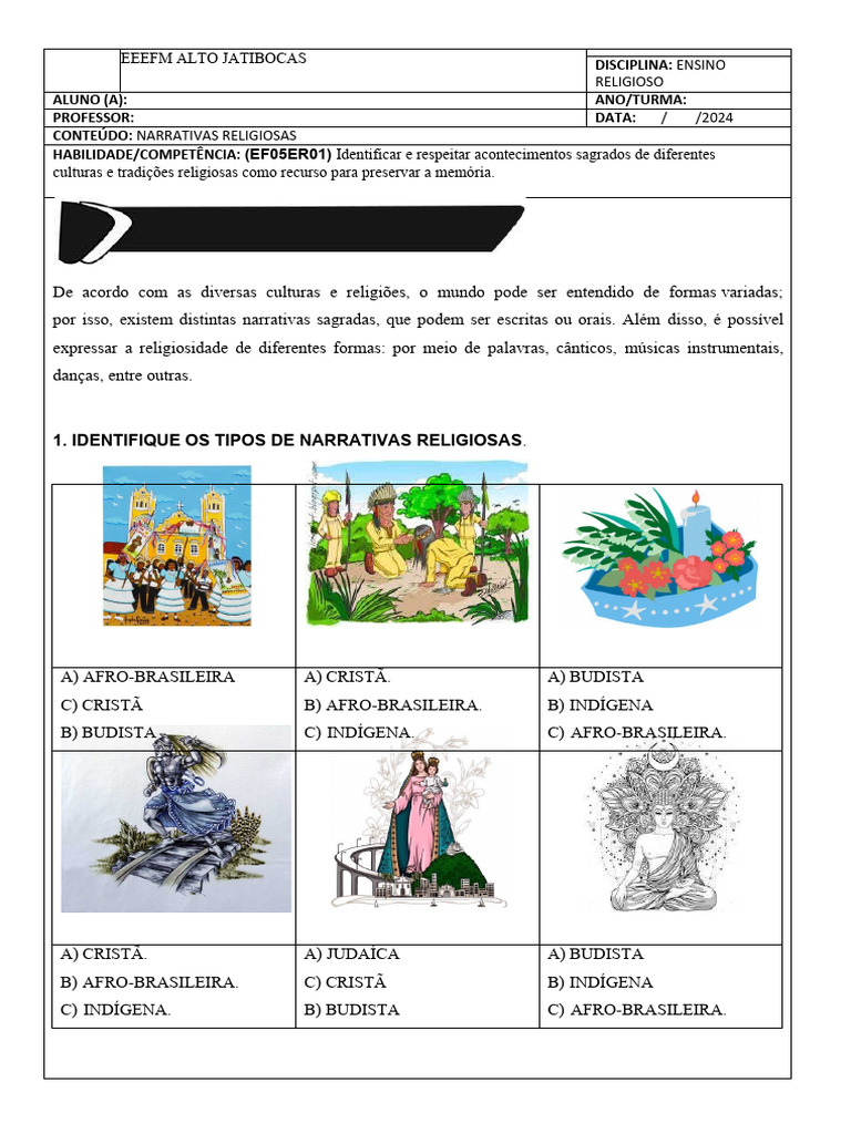 5 Ano Narrativas Religiosas | PDF | Religião e Espiritualidade