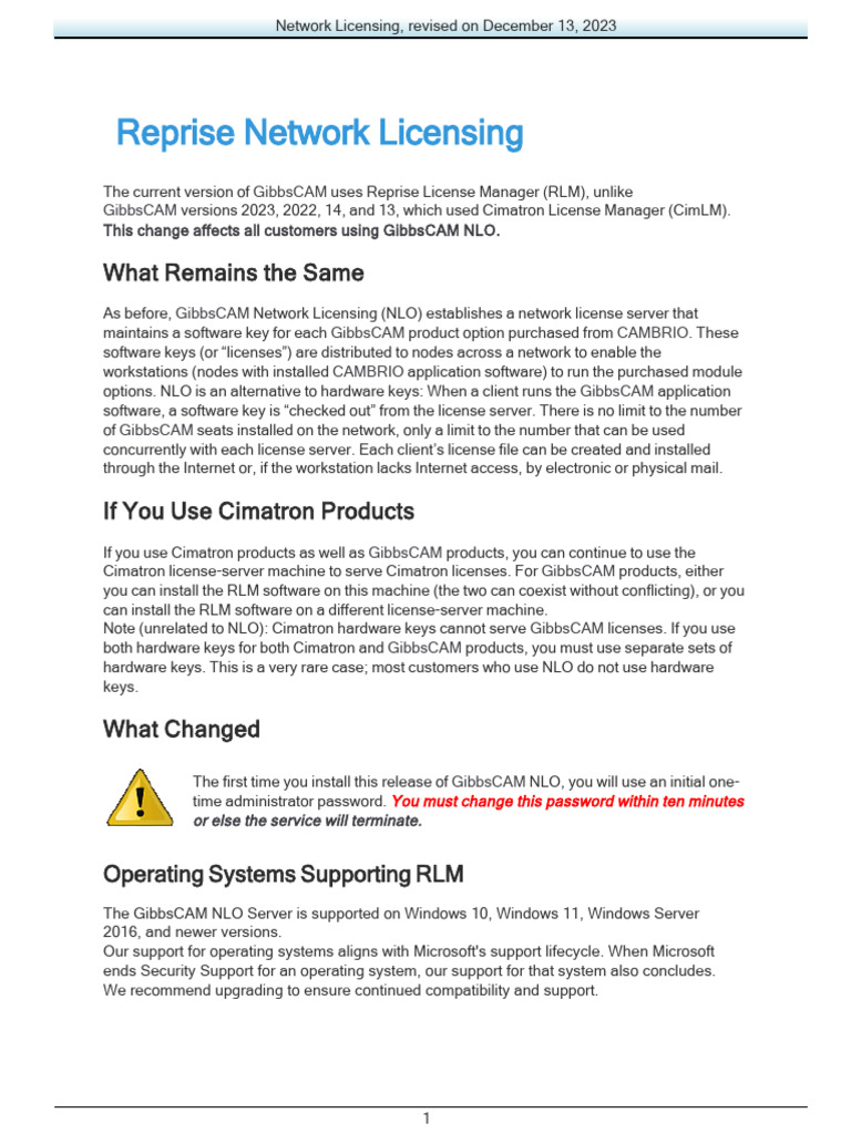 GibbsCAM Network Licensing Guide 2023 | PDF | Installation (Computer ...