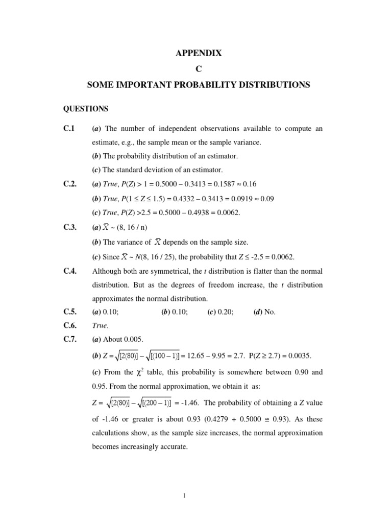Important Probability Distributions Guide | PDF | Variance | Chi ...
