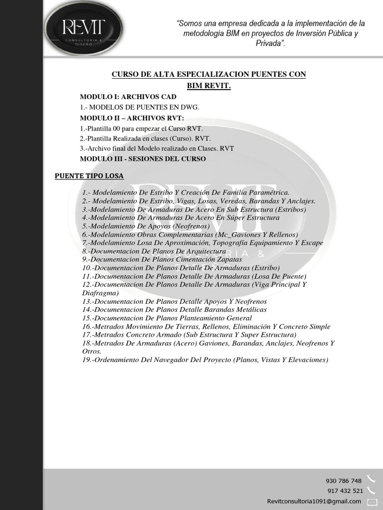 Brochure puentes con bim revit pdf ingeniero civil ingenier a