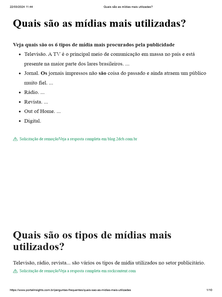Tipos e Mídias Mais Usadas | PDF | Redes sociais | Cultura Popular e ...