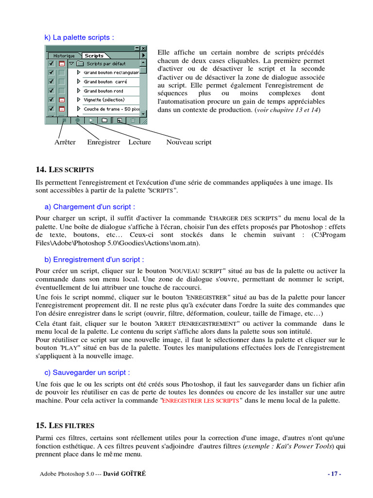 Scripts et filtres dans Photoshop 5.0 | PDF | Logiciel | Informatique