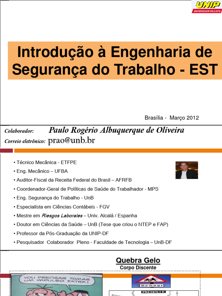 Introdução à Engenharia de Segurança do Trabalho | PDF | Engenharia ...