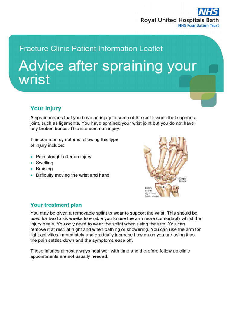 Wrist Sprain Recovery Guide | PDF | Traumatology | Musculoskeletal ...