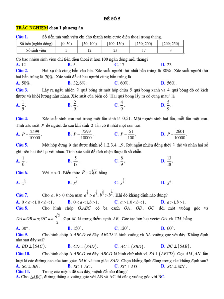 ĐỀ SỐ 5 HS | PDF