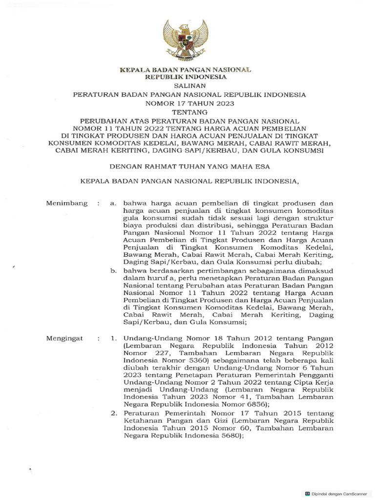 Perbadan 17 Tahun 2023 Perubahan Perbadan 11 Tahun 2022 HAP GULA | PDF