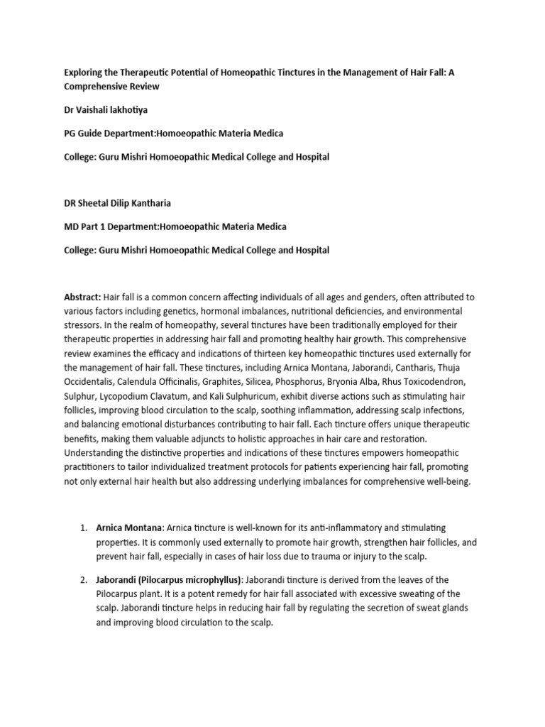 exploring-the-therapeutic-potential-of-homeopathic-tinctures-in-the