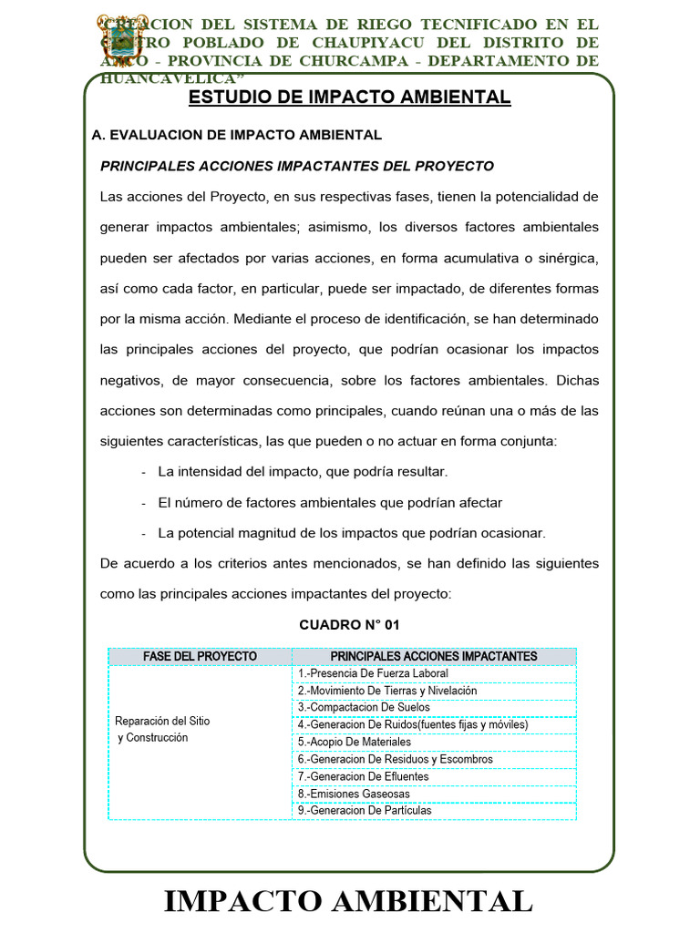 Estudio de Impacto Ambiental | PDF | Entorno natural | Evaluación de ...