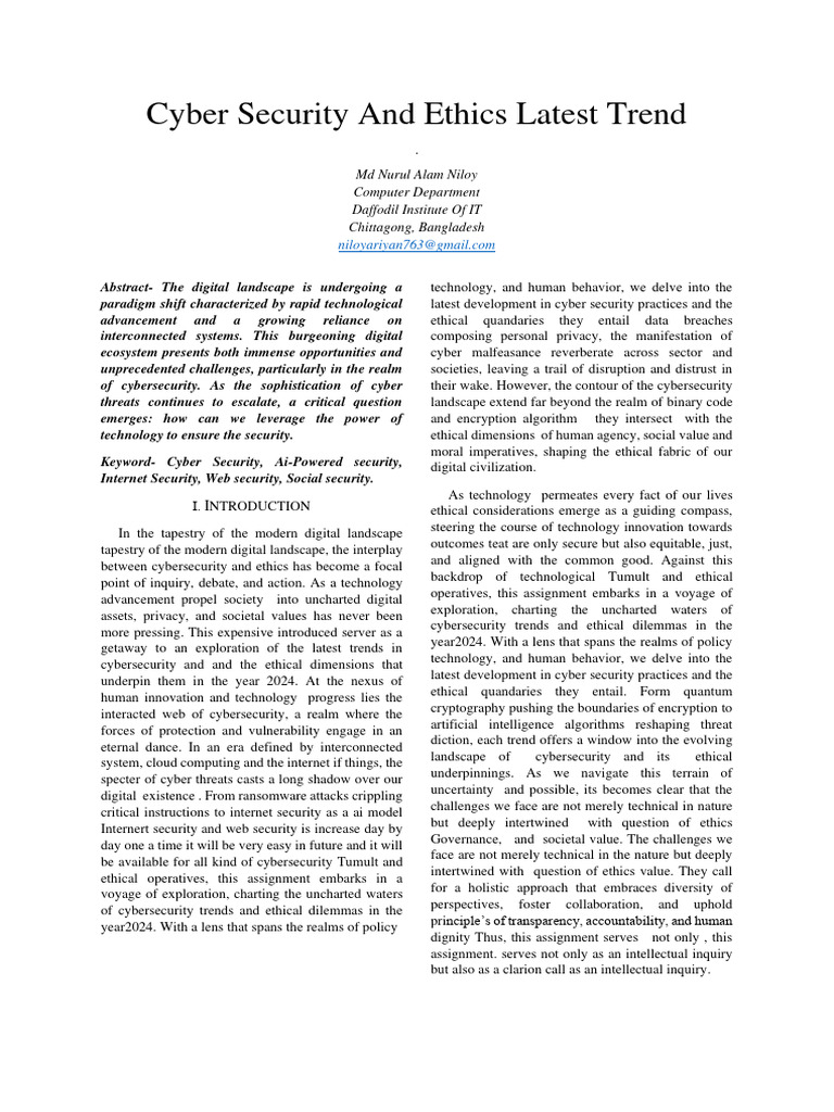 Cybersecurity Trends & Ethics 2024 | PDF | Security | Computer Security