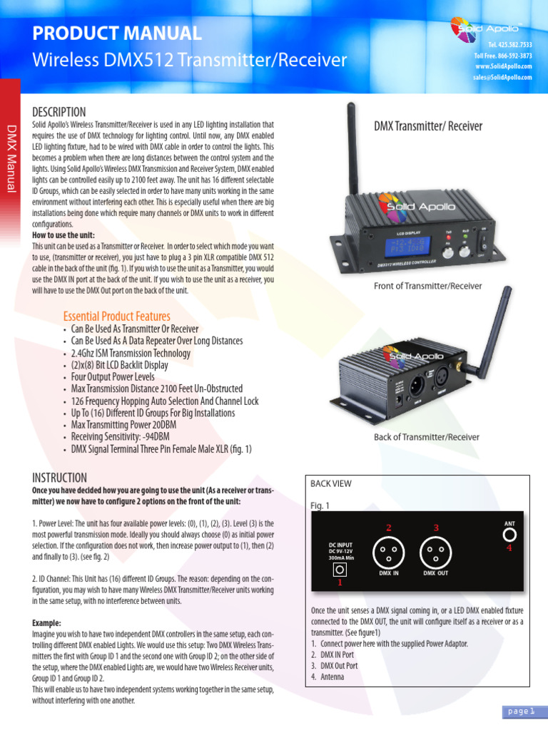 DMX Wireless Transmitter Receiver | PDF | Electronics | Information And ...