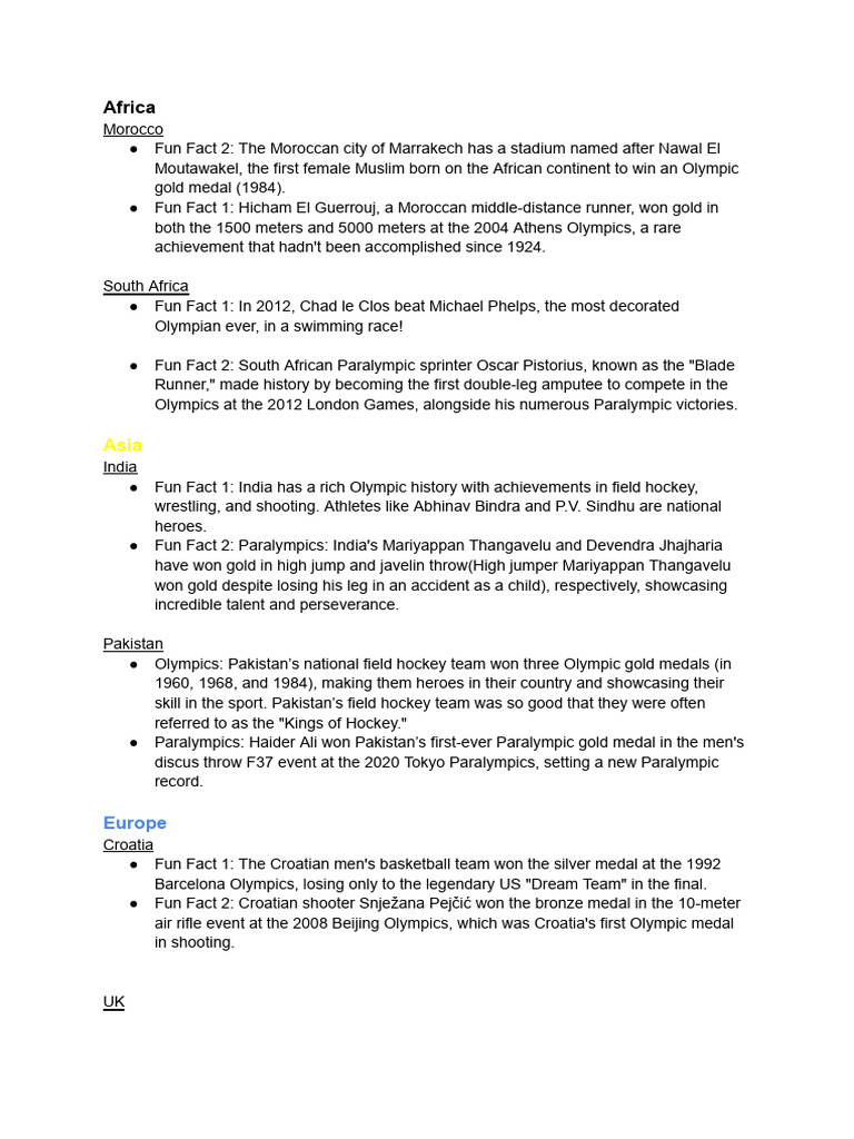 INTERESTING FACTS ABOUT THE OLYMPICS intelligence overview