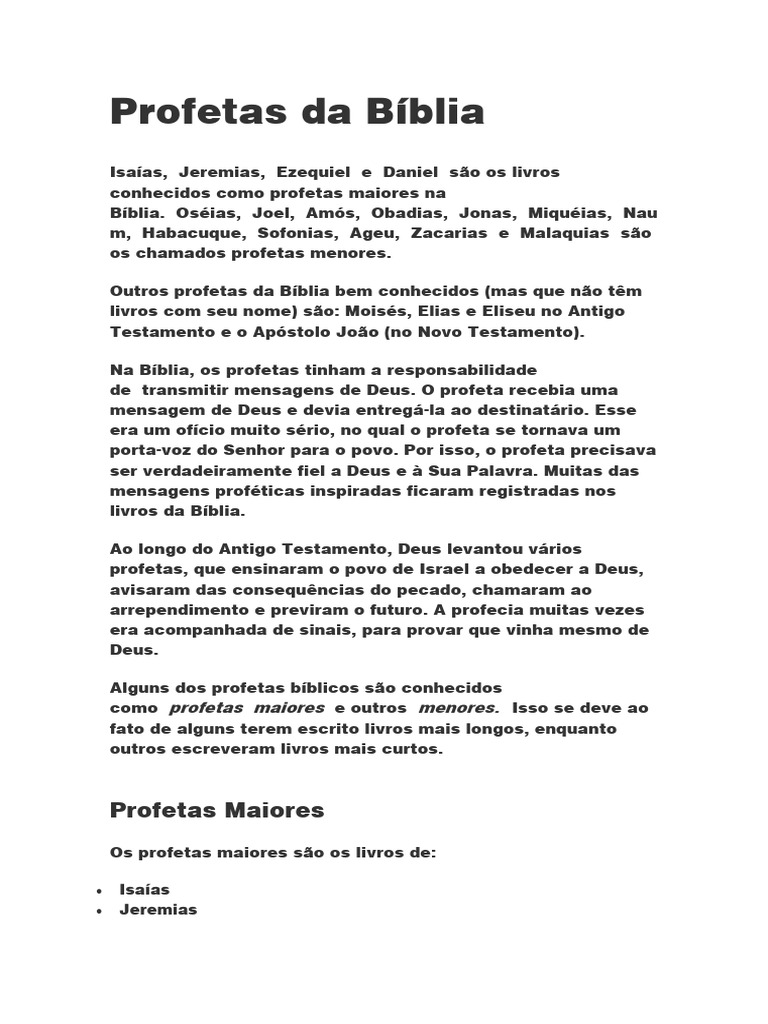 Profetas Da Bíblia Pdf Profeta Bíblia