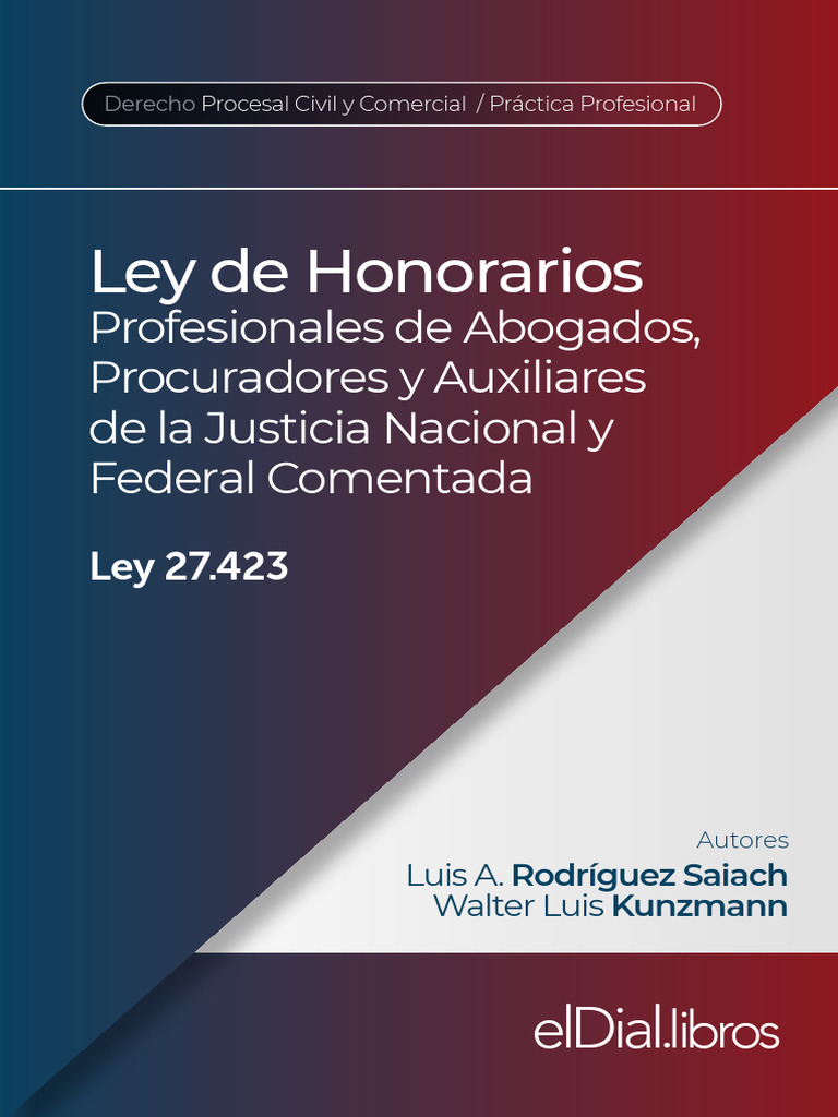eBook Ley de Honorarios Profesionales Comentada Ley 27423 Rodriguez