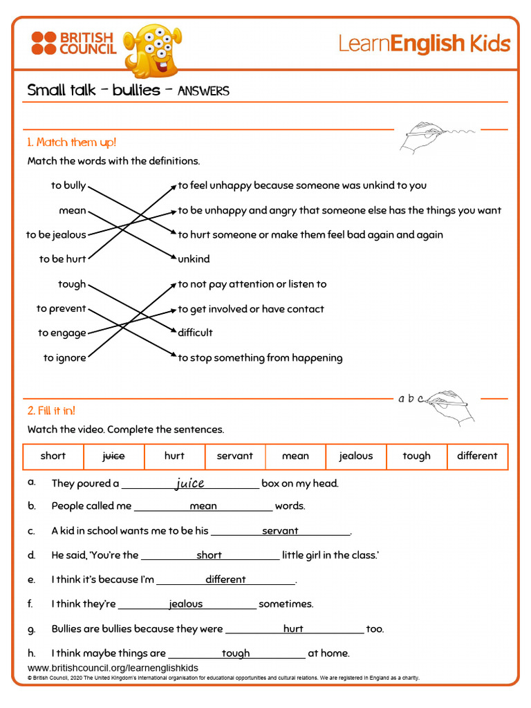 Video Zone Small Talk Bullies Answers | PDF | Bullying
