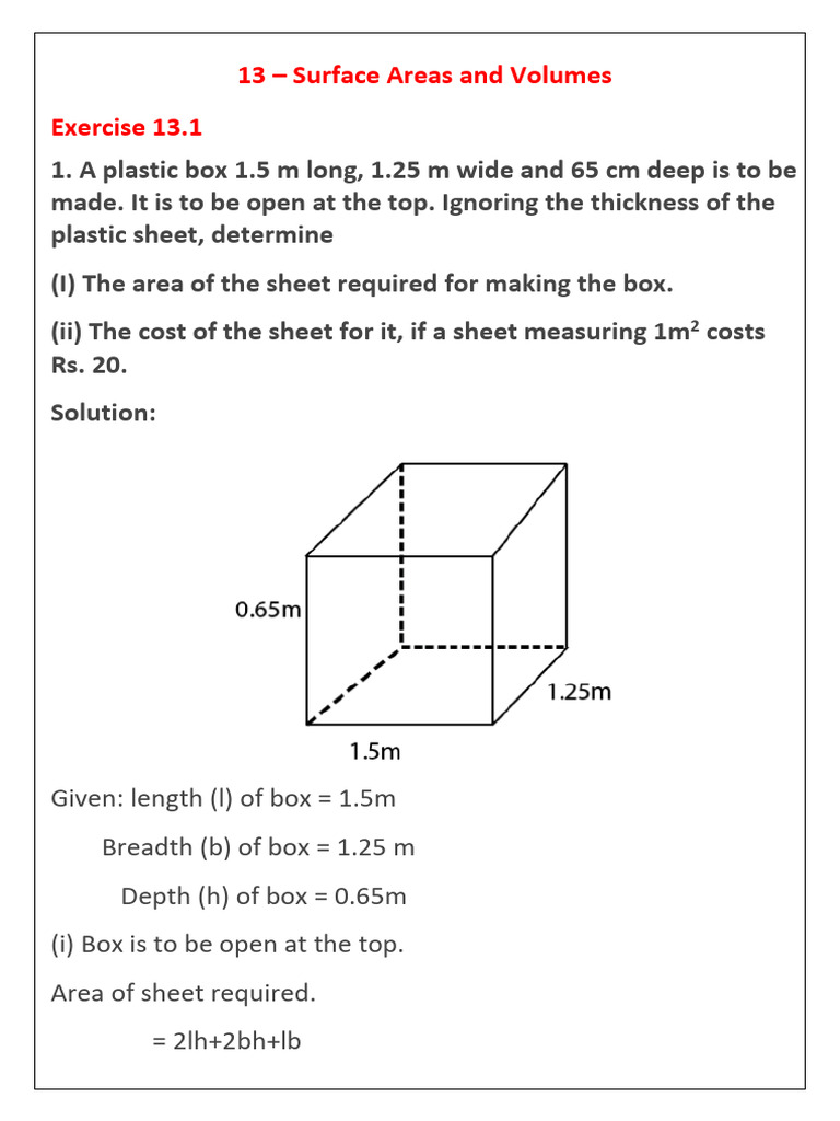 09 KTK - 13 Surface Areas and Volume | PDF | Sphere | Area