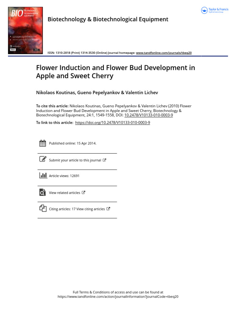 Flower Induction and Flower Bud Development in Apple and Sweet | PDF ...