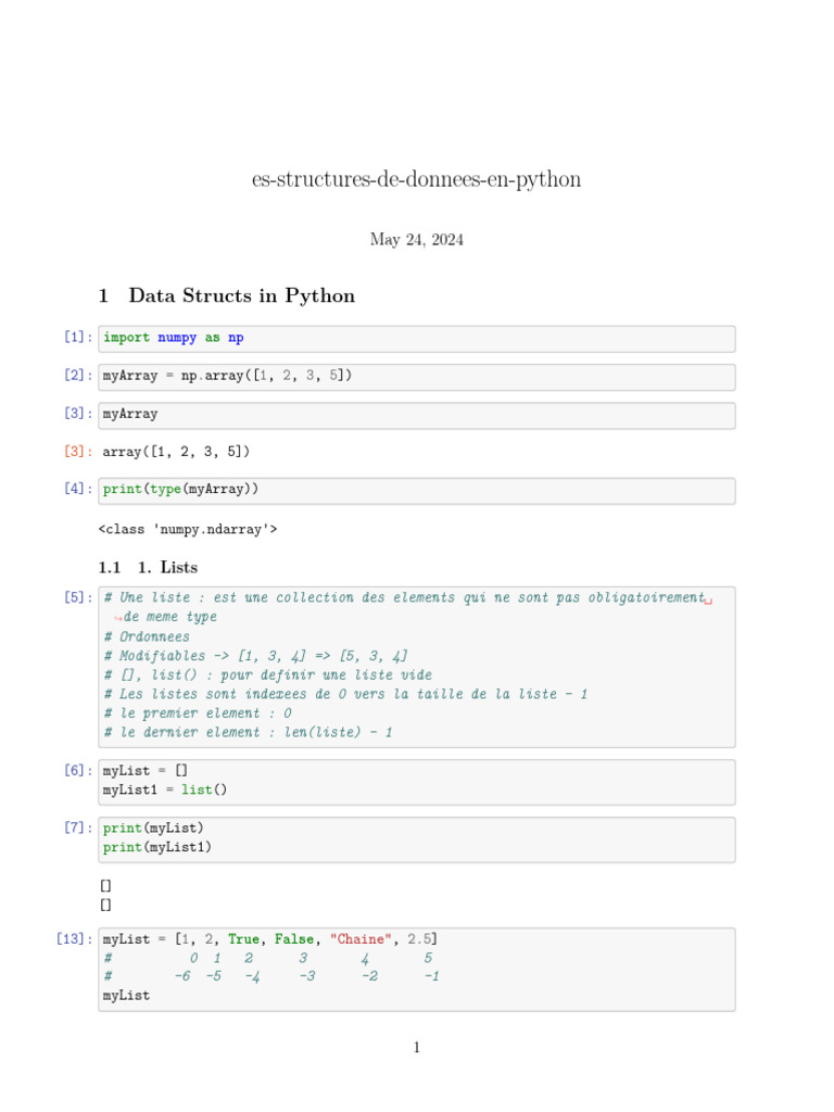 Structures de données en Python | PDF | Programmation informatique