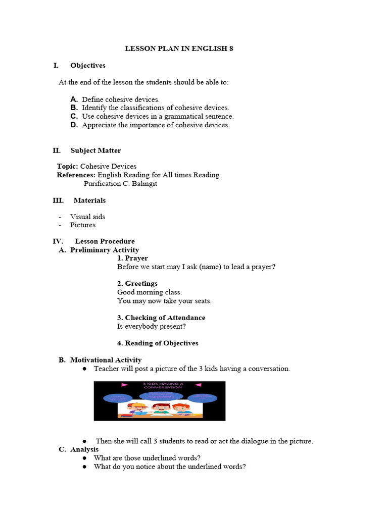 Lesson Plan Cohesive Devices (Group 3) | PDF | Libraries | Lesson Plan