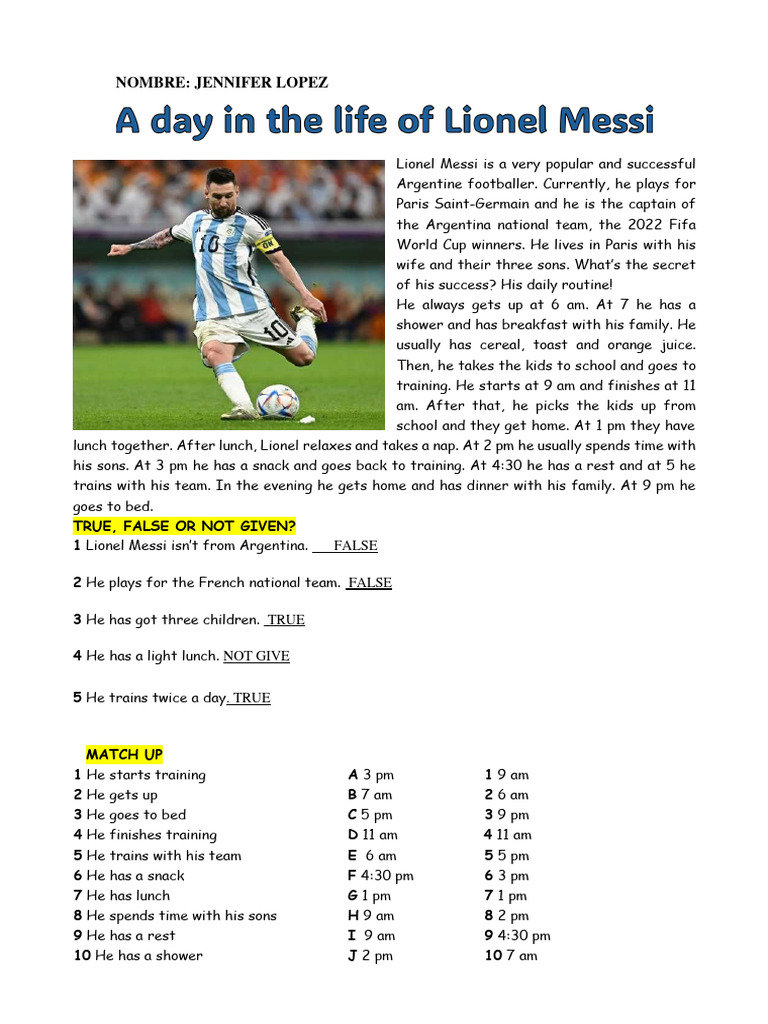 Messi's Daily Routine Explained | PDF | Lionel Messi | Lunch
