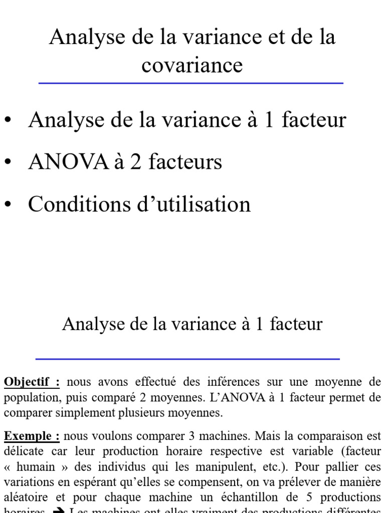 Variance et ANOVA : Comparaison des Machines | PDF | Analyse de la ...