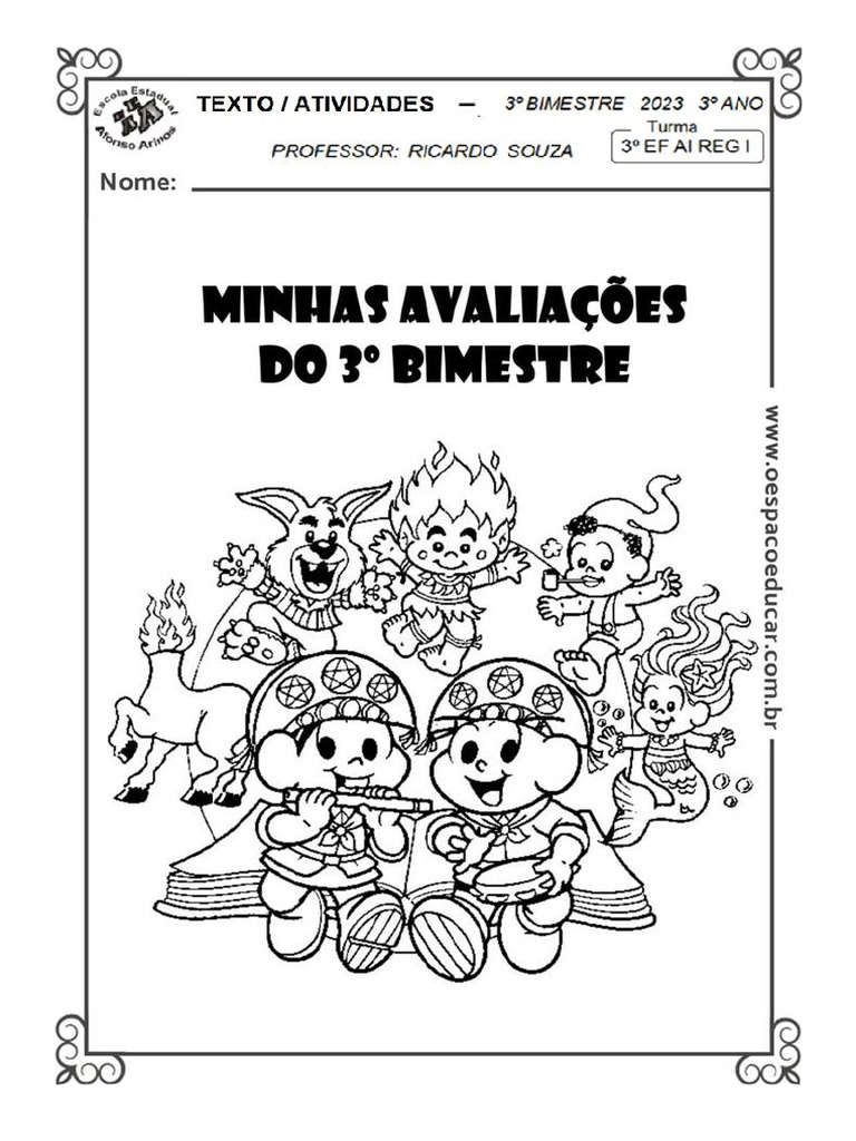 Capa de Avaliação Do 3º Bimestre | PDF