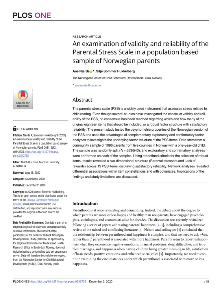 An Examination of Validity and Reliability of The | PDF | Parenting ...