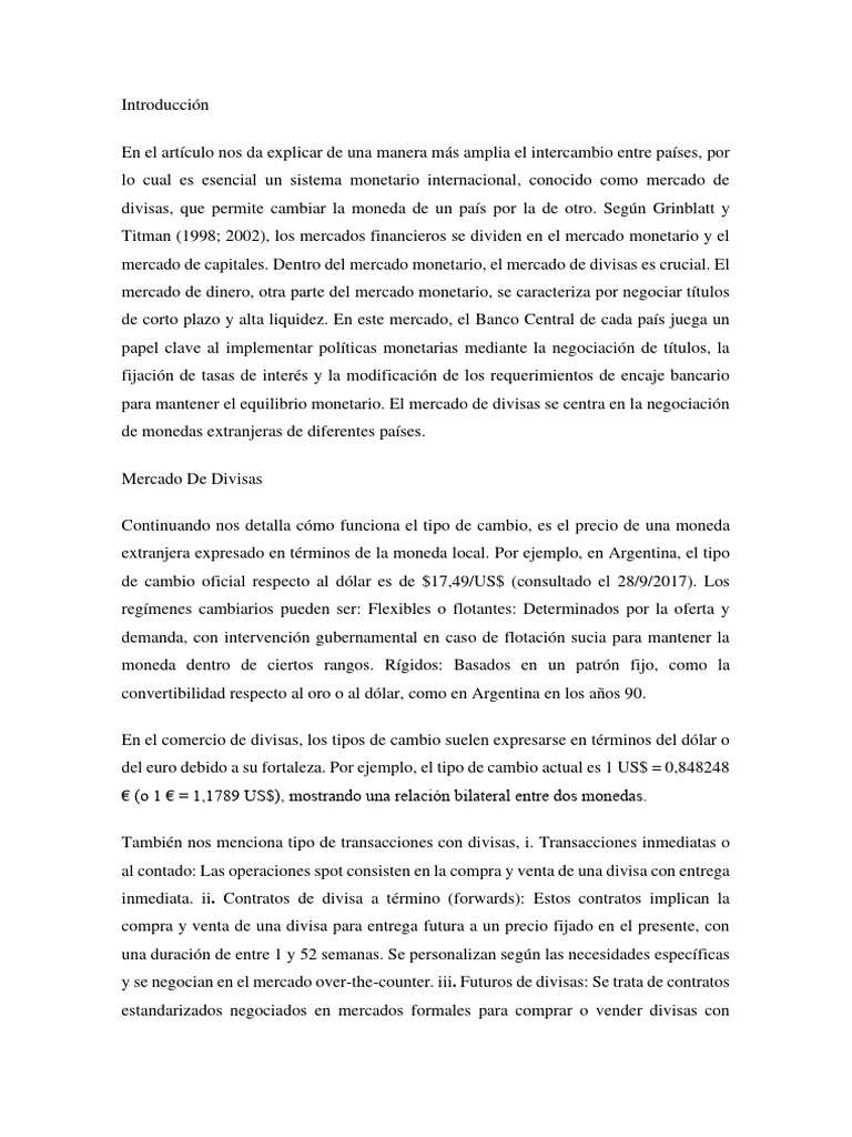 Mercado de Divisas y Paridades Internacionales | PDF | Moneda | Tipo de ...