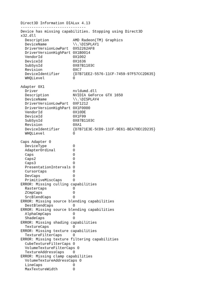 Direct3D Errors in DIALux 4.13 | PDF | Computer Graphics | Ibm Pc ...